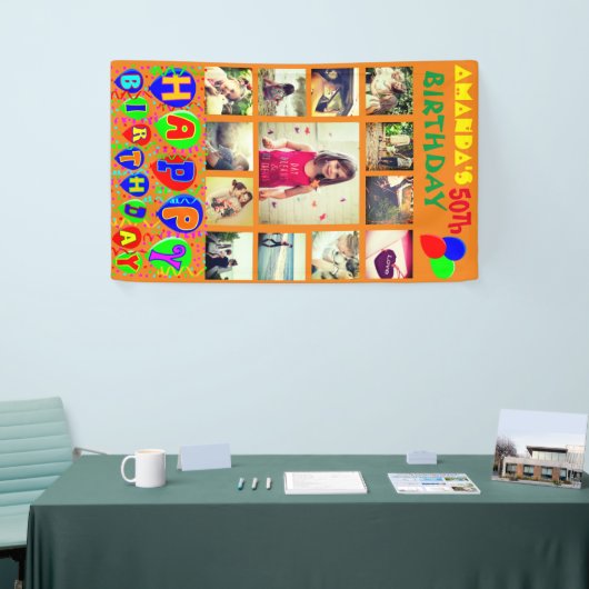 Aangepaste verjaardagsfotocollage banner (Beurs)