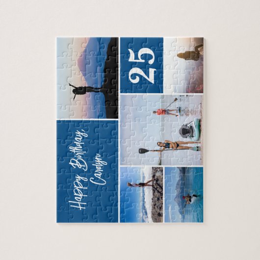 Aangepaste verjaardagsfotocollage legpuzzel (Verticaal)