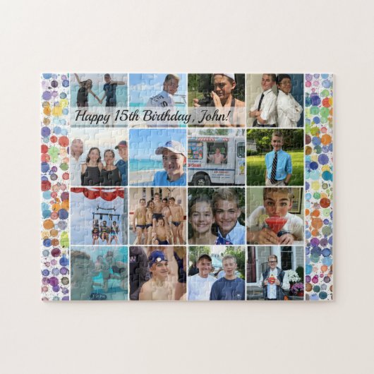 Aangepaste verjaardagsfotocollage legpuzzel (Horizontaal)