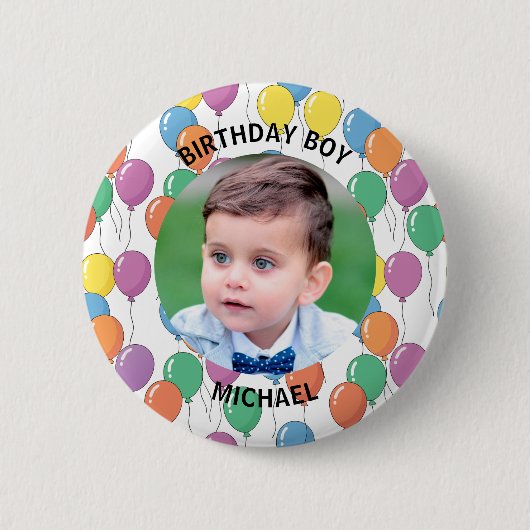 Aangepaste verjaardagsjongen foto ronde button 5,7 cm (Voorkant)