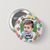 Aangepaste verjaardagsjongen foto ronde button 5,7 cm (Voorkant /achterkant)