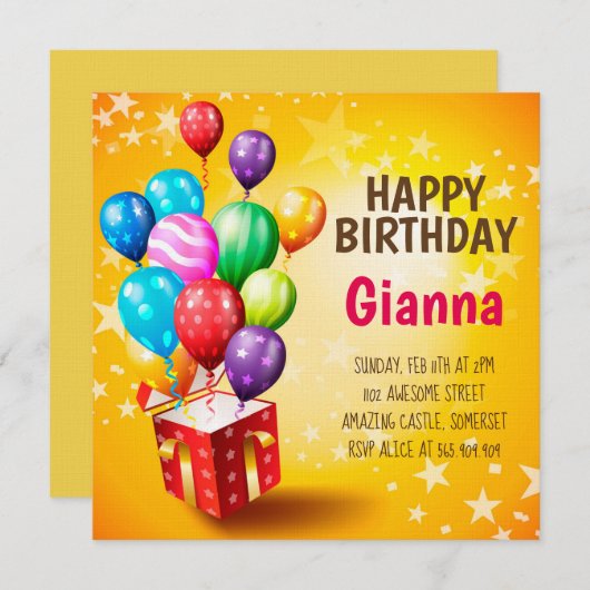 Aangepaste verjaardagskaart (Voorkant / Achterkant)