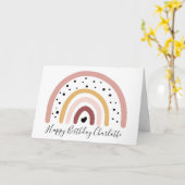 Aangepaste Verjaardagskaart - Regenboog Stippen Kaart (Gele Bloem)