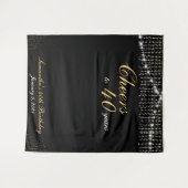 Aangepaste verjaardagslintlichtjes Gouden Achtergr Wandkleed (Voorkant (horizontaal))