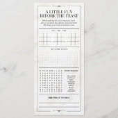Aangepaste verjaardagsmenu, zwart-wit interactief menu (Achterkant)