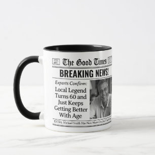 Aangepaste verjaardagsmok, leuke cadeau-idee krant mok