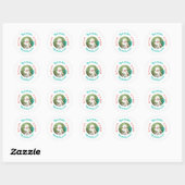 Aangepaste verjaardagsnaam met foto ronde sticker (Vel)