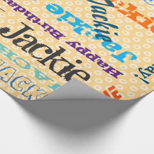 Aangepaste verjaardagsnaam op Sinaasappel inpakpap Cadeaupapier (Hoek)