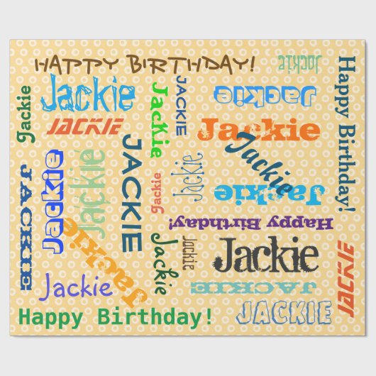 Aangepaste verjaardagsnaam op Sinaasappel inpakpap Cadeaupapier (Vlak)