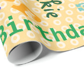 Aangepaste verjaardagsnaam op Sinaasappel inpakpap Cadeaupapier (Rol Hoek)