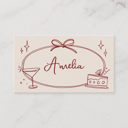 Aangepaste verjaardagsplaats kaart beige rood plaatskaartje (Voorkant)