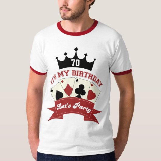 Aangepaste verjaardagspokerpartij T-shirt (Voorkant)