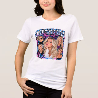 Aangepaste verjaardagsportretcollage Retro Glam Tri-Blend Shirt