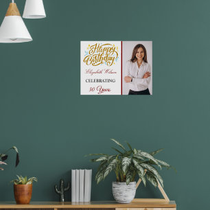 Aangepaste verjaardagsposter met foto Elegante ver Poster