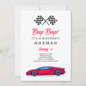 Aangepaste verjaardagsraceauto voor jongens kaart (Voorkant)