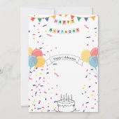 Aangepaste verjaardagsuitnodiging – Ballon- en cak Kaart (Achterkant)