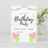 Aangepaste verjaardagsuitnodiging Digitale Kaart (Staand voorkant)