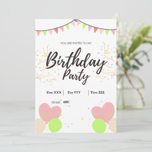 Aangepaste verjaardagsuitnodiging Digitale Kaart (Staand voorkant)