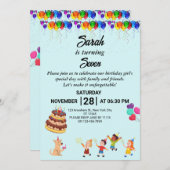 Aangepaste verjaardagsuitnodiging met kleurrijk on kaart (Voorkant / Achterkant)