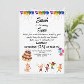 Aangepaste verjaardagsuitnodiging met kleurrijk on kaart (Staand voorkant)