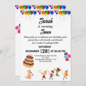 Aangepaste verjaardagsuitnodiging met kleurrijk on kaart (Voorkant / Achterkant)