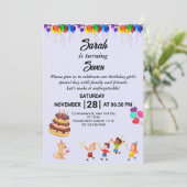 Aangepaste verjaardagsuitnodiging met kleurrijk on kaart (Staand voorkant)