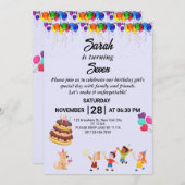 Aangepaste verjaardagsuitnodiging met kleurrijk on kaart (Voorkant / Achterkant)