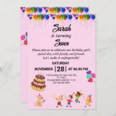 Aangepaste verjaardagsuitnodiging met kleurrijk on kaart (Voorkant / Achterkant)