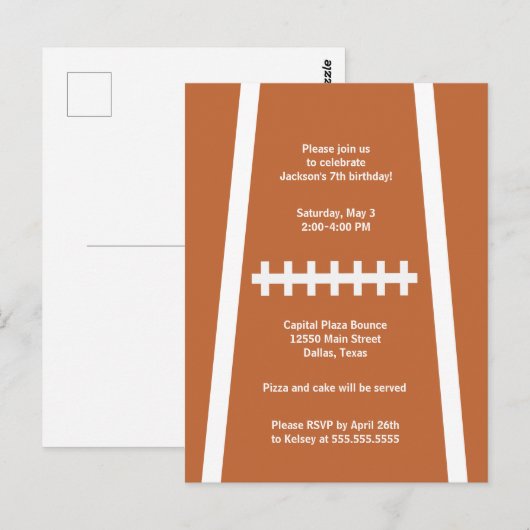 Aangepaste verjaardagsuitnodiging voor voetbalspel briefkaart (Voorkant / Achterkant)