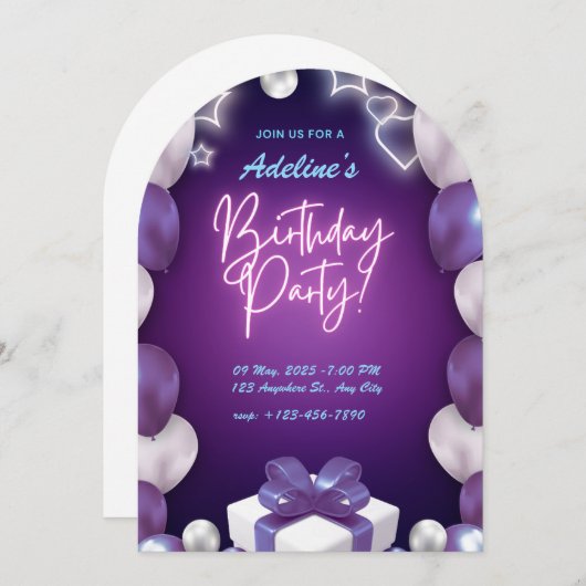 Aangepaste verjaardagsuitnodiging voor volwassenen kaart (Voorkant / Achterkant)