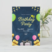 Aangepaste Verjaardagsuitnodiging Zwart Digitale K Feestdagenkaart (Staand voorkant)