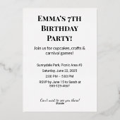 Aangepaste verjaardagsuitnodigingen & Party Kaarte Folie Uitnodiging (Achterkant)