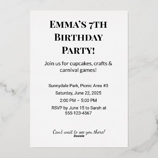 Aangepaste verjaardagsuitnodigingen & Party Kaarte Folie Uitnodiging (Achterkant)