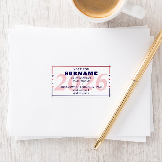 Aangepaste verkiezingscampagne kandidaatnaam etiket (Insitu)