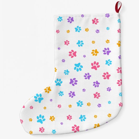 Aangepaste verklikkerafdrukken in Cute Kitten Paw Grote Kerstsok (Achterkant)