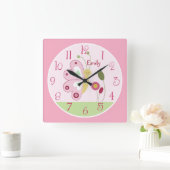 Aangepaste verklikkerklok voor roze vlinder vierkante klok (Huis)