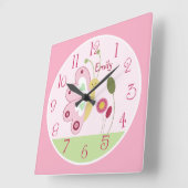 Aangepaste verklikkerklok voor roze vlinder vierkante klok (Hoek)