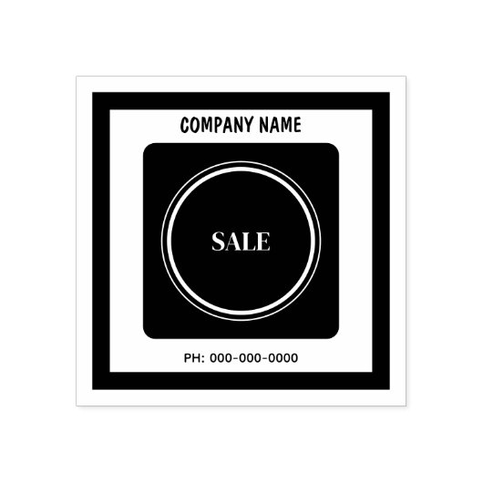 Aangepaste verkooptekst met bedrijfsnaam en telefo rubberstempel (Afrduk)