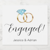 Aangepaste verloofde gouden diamanten ringen sparkling wijnetiket (Enkel label)