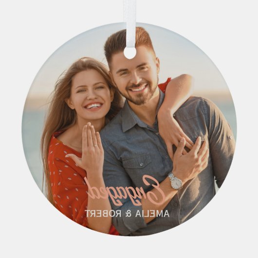 Aangepaste verloofde paar foto glas ornament (Achterkant)