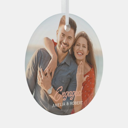 Aangepaste verloofde paar foto glas ornament (Voorkant Rechts)