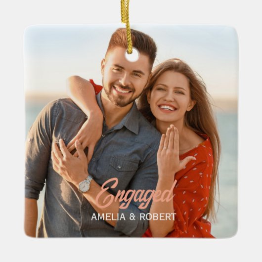 Aangepaste verloofde paar foto keramisch ornament (Voorkant)