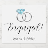 Aangepaste verloofde zilveren diamanten ringen sparkling wijnetiket (Enkel label)