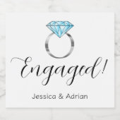 Aangepaste Verloving Blue Diamond Verlovingsring Sparkling Wijnetiket (Enkel label)