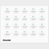 Aangepaste Verloving Diamant Blauwe Zilveren Verlo Ronde Sticker (Vel)