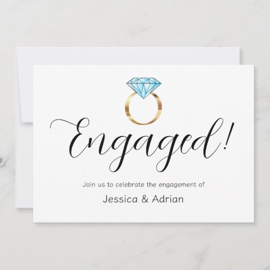 Aangepaste Verloving Diamanten Ring Verloving Fees Kaart (Voorkant)
