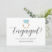 Aangepaste Verloving Diamanten Ring Verloving Fees Kaart (Staand voorkant)