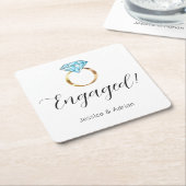 Aangepaste Verloving Diamond Ring Verloving Feest Kartonnen Onderzetters (Schuin)