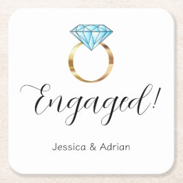Aangepaste Verloving Diamond Ring Verloving Feest Kartonnen Onderzetters