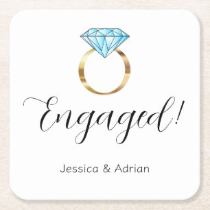 Aangepaste Verloving Diamond Ring Verloving Feest Kartonnen Onderzetters